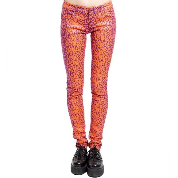 Tripp nyc Denim - Tripp NYC punk skinny jeans purple orange neon cheetah print size 7/28